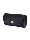HBG89985 Black Satin Evening Bag with Rhinestone Crust - Black, Alt View Thumbnail