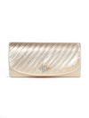 HBG89985 Gold Satin Evening Bag with Rhinestone Crust - Gold, Front View Thumbnail