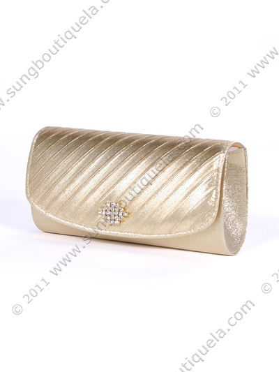HBG89985 Gold Satin Evening Bag with Rhinestone Crust - Gold, Alt View Medium