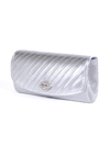 HBG89985 Silver Satin Evening Bag with Rhinestone Crust - Silver, Alt View Thumbnail