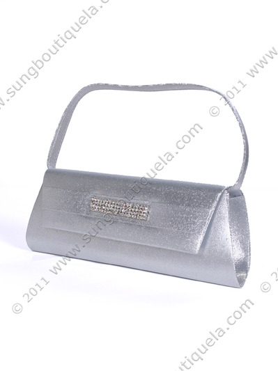 HBG89992 Silver Satin Evening Bag with Rhinestone Crust - Silver, Alt View Medium