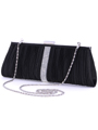 HBG90952 Black Satin Evening Bag with Rhinestone Trim - Black, Alt View Thumbnail