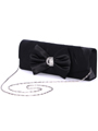 HBG92027 Black Satin Evening Bag with Bow - Black, Alt View Thumbnail