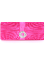 HBG92426 Hot Pink Evening Bag with Rhinestone Decor - Hot Pink, Front View Thumbnail