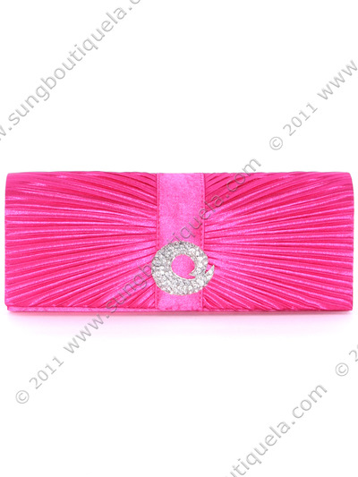 HBG92426 Hot Pink Evening Bag with Rhinestone Decor - Hot Pink, Front View Medium