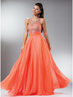 JC3137 Extraordinary Lace & Embellished Bodice Evening Gown, Orange