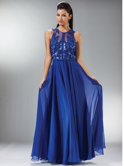 JC907 Elegant Cocktail Party Evening Dress - Royal, Front View Medium