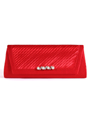 JX7008 Red Satin Evening Bag - Red, Front View Thumbnail