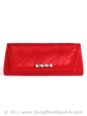 JX7008 Red Satin Evening Bag, Red