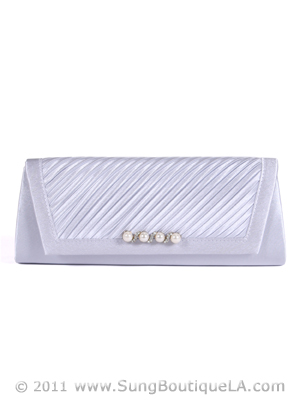 JX7008 Silver Satin Evening Bag, Silver