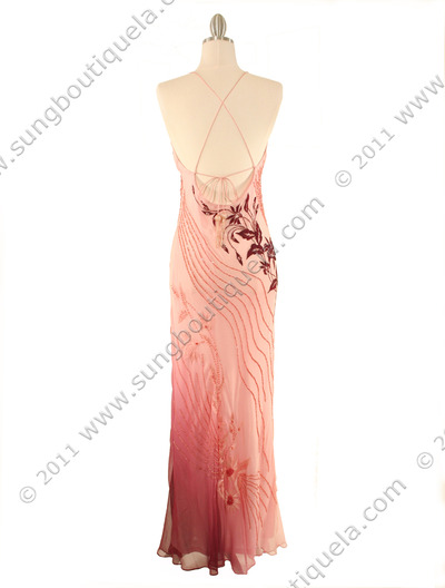 5514 Blush Silk Beaded Dress - Blush, Back View Medium