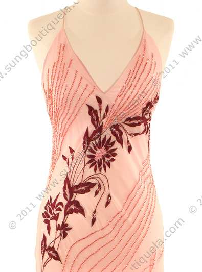 5514 Blush Silk Beaded Dress - Blush, Alt View Medium
