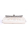 M40001 Ivory Evening Clutch with Rhinestone Frame - Ivory, Front View Thumbnail