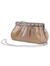 M40007 Taupe Satin Evening Bag with Rhinestone Frame - Taupe, Alt View Thumbnail