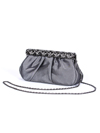 M40007 Pewter Satin Evening Bag with Rhinestone Frame - Pewter, Alt View Thumbnail