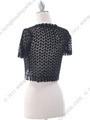 SB1801 Black Crochet Bolero Jacket - Black, Back View Thumbnail