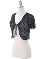 SB1801 Black Crochet Bolero Jacket - Black, Alt View Thumbnail