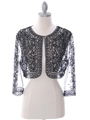 SB1802 Black Embroidery Lace Bolero Jacket - Black, Front View Thumbnail