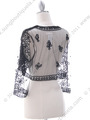 SB1802 Black Embroidery Lace Bolero Jacket - Black, Back View Thumbnail