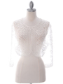 SB1802 White Embroidery Lace Bolero Jacket - White, Front View Thumbnail