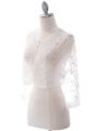 SB1802 White Embroidery Lace Bolero Jacket - White, Alt View Thumbnail