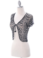 SB1800 Black Crochet Bolero Jacket with Beads - Black, Alt View Thumbnail
