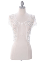 SB1800 White Crochet Bolero Jacket with Beads - White, Front View Thumbnail