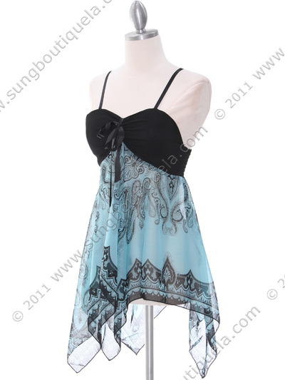 TP114 Black Blue Print Top - Black Blue, Alt View Medium