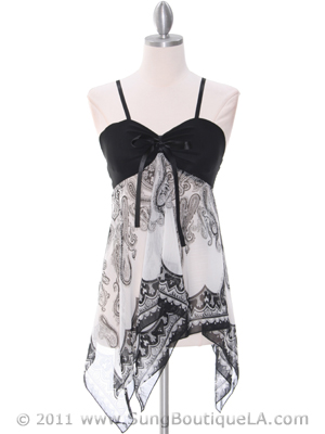 TP114 Black White Print Top, Black White