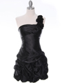 U709 Black One Shoulder Cocktail Dress - Black, Front View Thumbnail