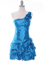 U709 Turquoise One Shoulder Cocktail Dress - Turquoise, Front View Thumbnail