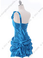 U709 Turquoise One Shoulder Cocktail Dress - Turquoise, Back View Thumbnail